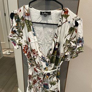 lulus floral white dress size xs